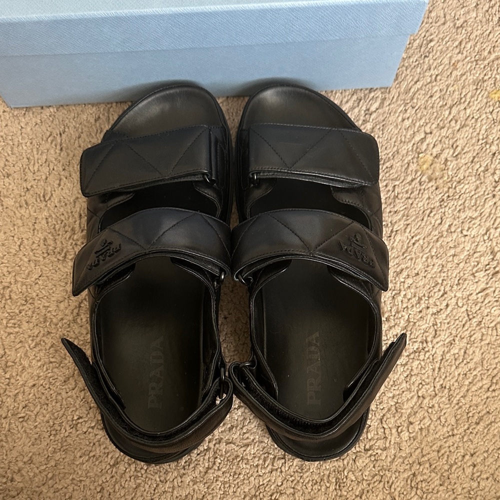 Prada Women’s Black Leather Sandals - Picture 4 of 6